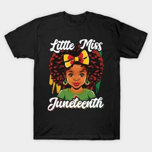 Little Miss Juneteenth Shirt Girl Toddler Black History T-Shirt